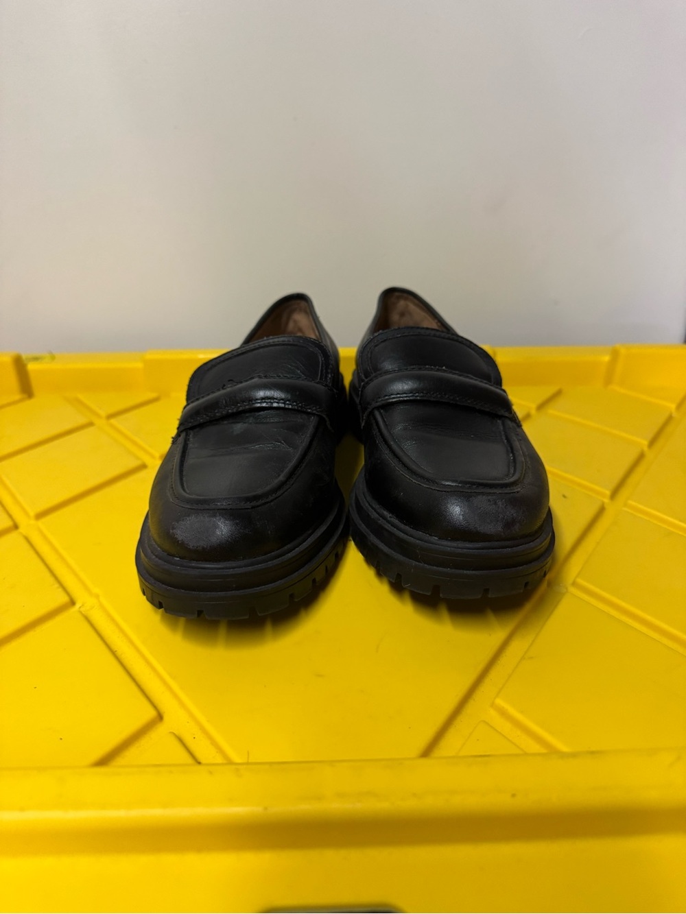 Madewell Women’s 8 Black Leather Penny Loafers Chunky Lug Sole